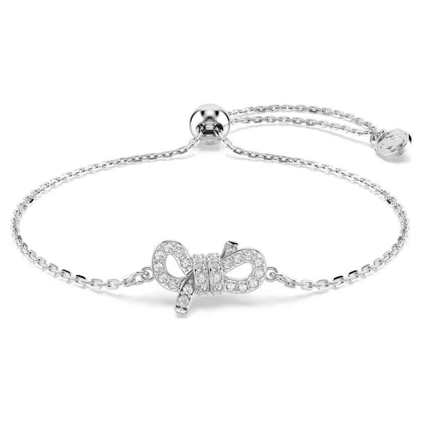 swarovski سوار lifelong، ترصيع بافيه، شكل أنشوطة، لون أبيض، طلاء روديوم