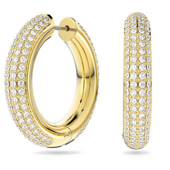 swarovski أقراط حلقية dextera، حجم متوسط، لون أبيض، لمسة نهائية من الذهب عيار 18 قيراط