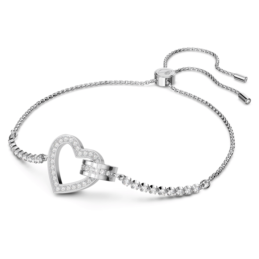 swarovski سوار lovely، على شكل قلب، لون أبيض، طلاء روديوم