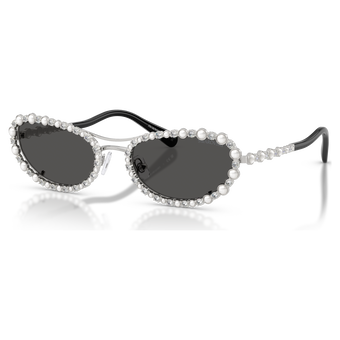 swarovski نظارة شمسية، شكل بيضاوي، إطار قابل للفك 2 في 1، sk7044، لون فضي