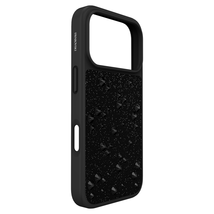 swarovski حافظة high للهاتف الذكي، كريستالات مسطحة من الخلف، iphone  17 pro، لون أسود