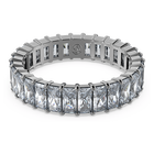 swarovski خاتم matrix، قطع باغيت، لون رمادي، طلاء روثينيوم