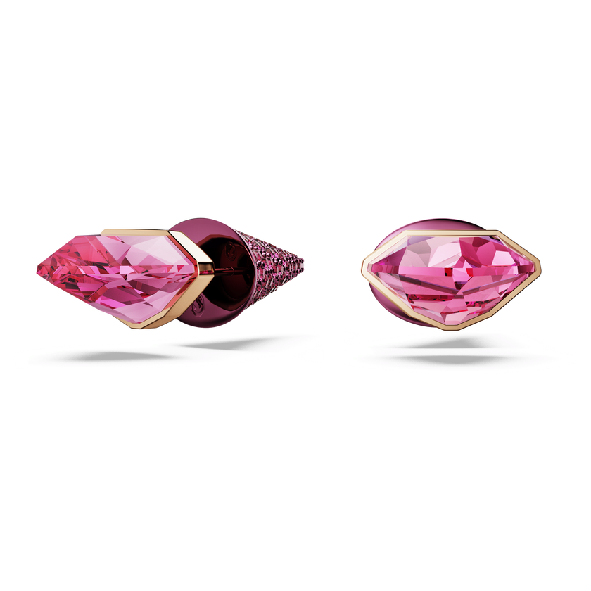 swarovski أقراط دبوسية lucent، أحجار كريستال صغيرة متراصة، شكل وتد، لون وردي، لمسة نهائية من معادن مختلطة