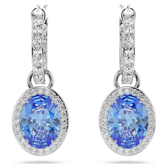 swarovski أقراط متدلية una angelic، قطع بيضاوي، لون أزرق، طلاء روديوم