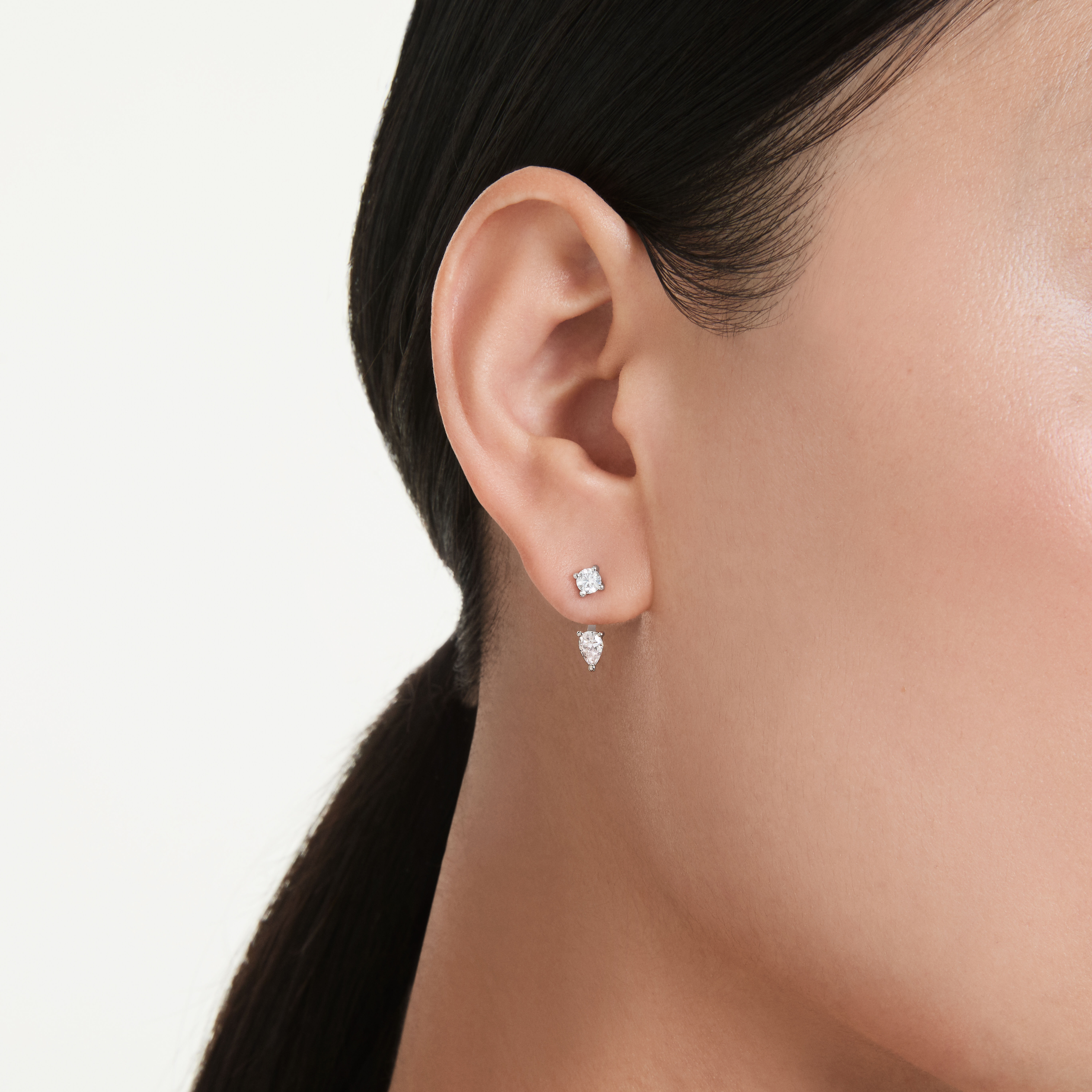 swarovski galaxy earring jackets  lab grown diamonds 0 8 ct tw  round shape  sterling silver