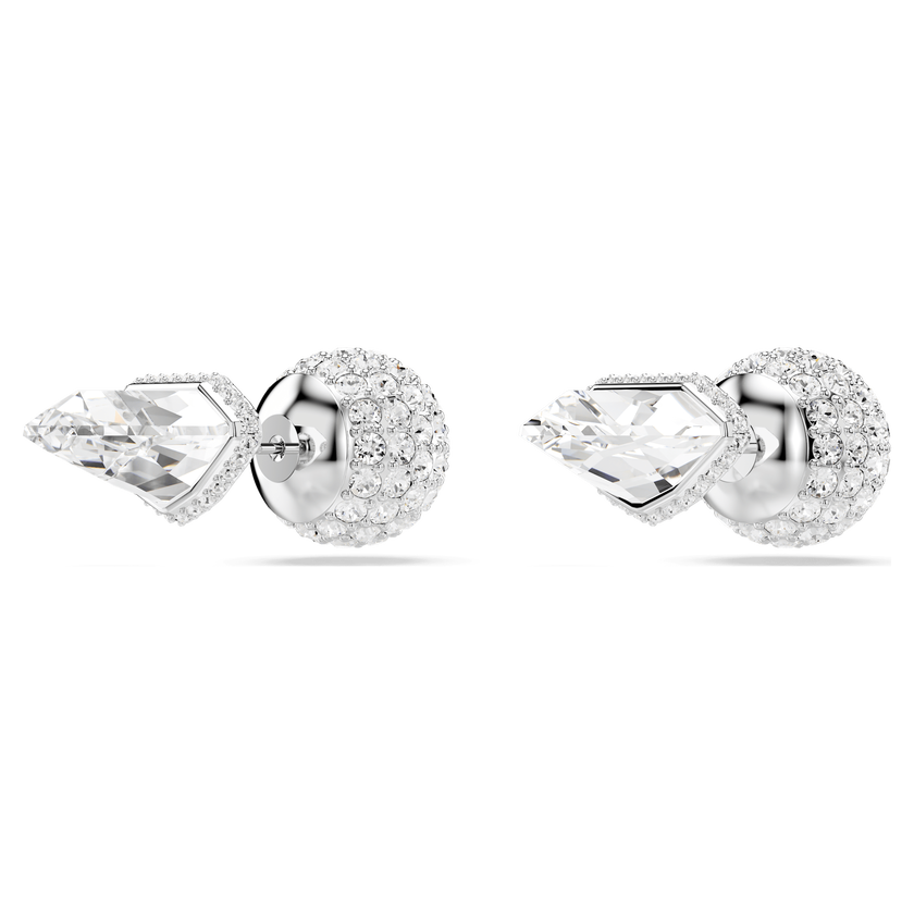 swarovski أقراط دبوسية lucent، أحجار كريستال صغيرة متراصة، شكل كرة، لون أبيض، طلاء روديوم
