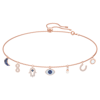 عقد swarovski symbolic، متعدد الألوان، طلاء ذهبي وردي