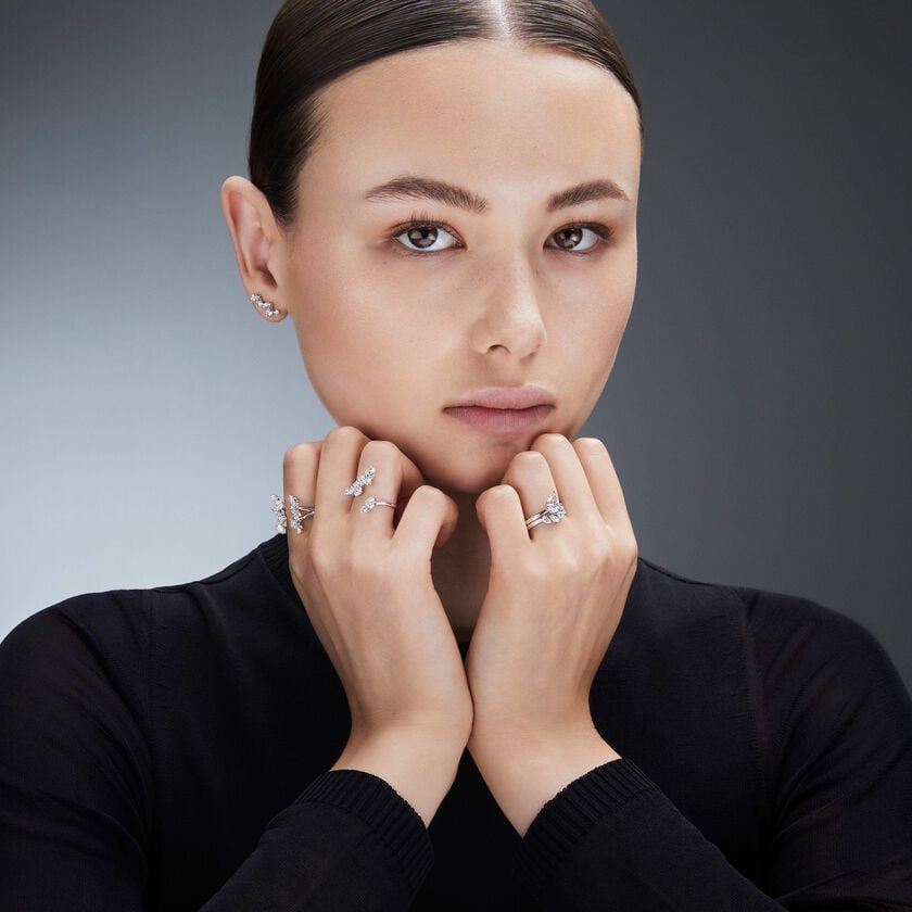 swarovski خاتم galaxy، أحجار ألماس مُصنعة في المختبر بإجمالي 1 4 قيراط، ذهب أبيض عيار 18