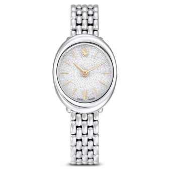 swarovski ساعة imber بيضاوية، صناعة سويسرية، سوار معدني، لون فضي، ستانلس ستيل