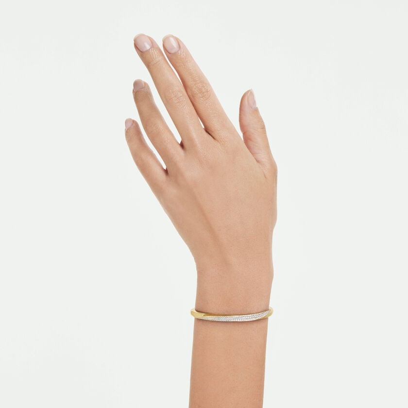 swarovski سوار classica، قطع مُستدير، لون أبيض، فضة استرليني، لمسة نهائية من الذهب عيار 18 قيراط