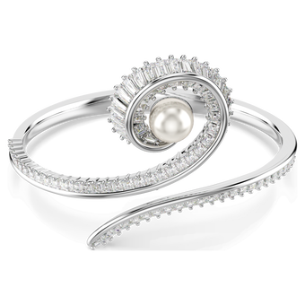 سوار ariana grande x swarovski، لؤلؤة كريستال، قطع باغيت، لون أبيض، طلاء روديوم