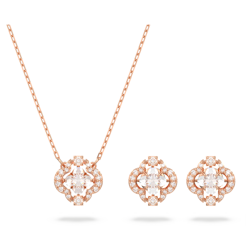 swarovski طقم sparkling dance من سواروفسكي، لون أبيض، طلاء ذهبي وردي