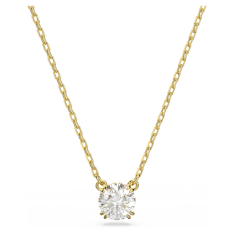 swarovski قلادة stilla، قطع مستدير، لون أبيض، طلاء ذهبي