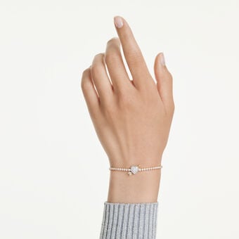 swarovski سوار idyllia، قطع متنوع، شكل قلب وسهم، لون أبيض، طلاء باللون الذهبي