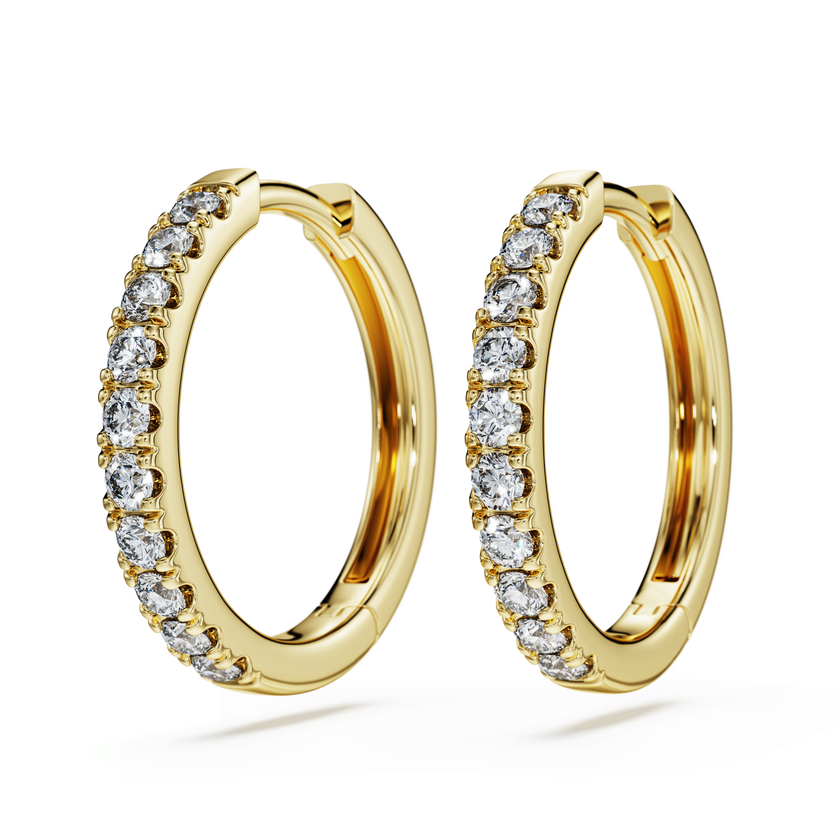 swarovski أقراط حلقية eternity، ألماس مُصنع في المختبر إجمالي 0 5 قيراط، شكل دائري، ذهب أصفر عيار 18 قيراط