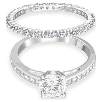 swarovski مجموعة خواتم i do، لون أبيض، طلاء روديوم