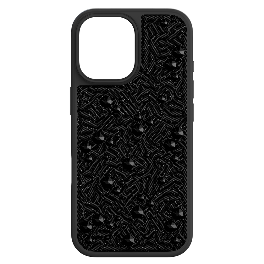 swarovski حافظة high للهاتف الذكي، كريستالات مسطحة من الخلف، iphone  17، لون أسود