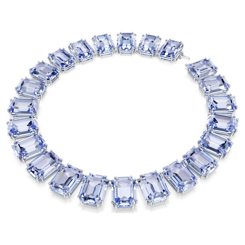 swarovski عقد millenia tennis، قطع مثمن، لون أزرق، طلاء روديوم