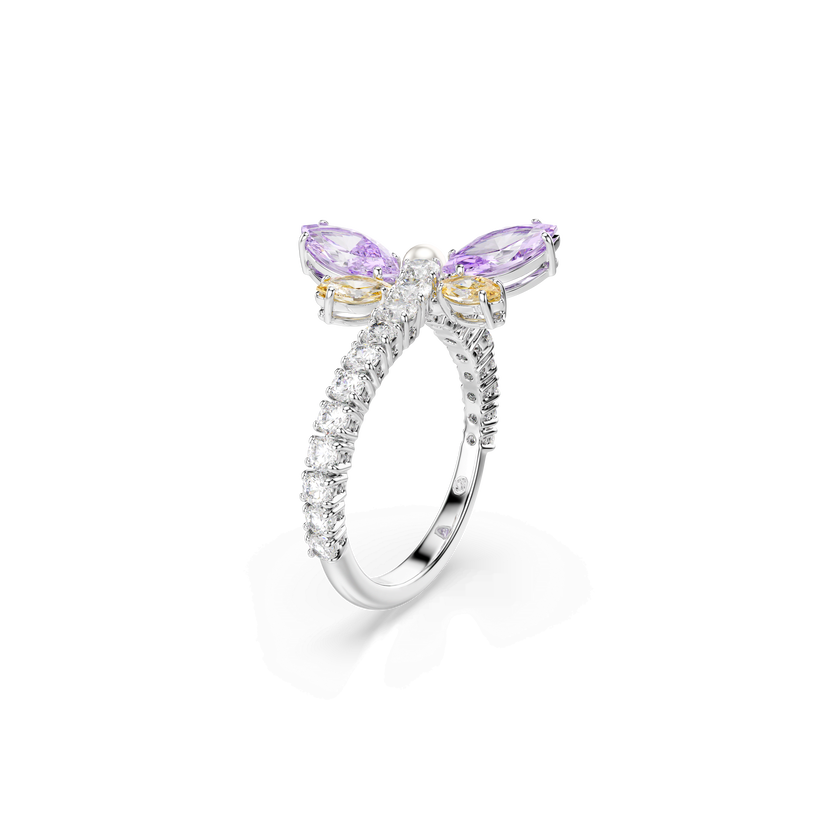 خاتم موتيف ariana grande x swarovski، قطع متنوع، شكل يعسوب، ألوان متعددة، طلاء روديوم