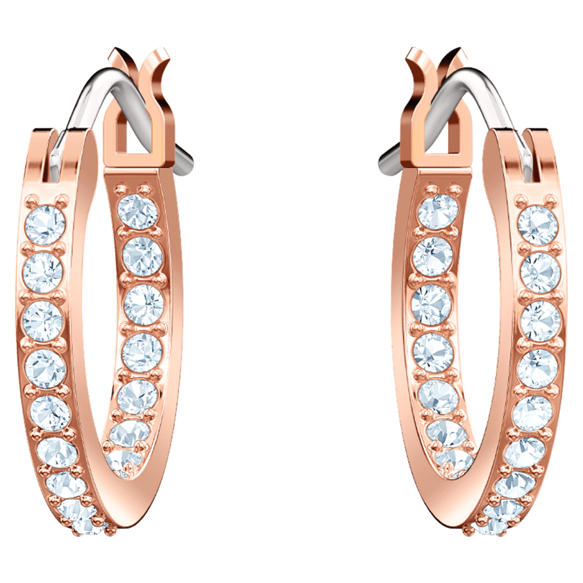 swarovski أقراط حلقية symbolica، على شكل عين، لون أزرق،  طلاء ذهبي وردي