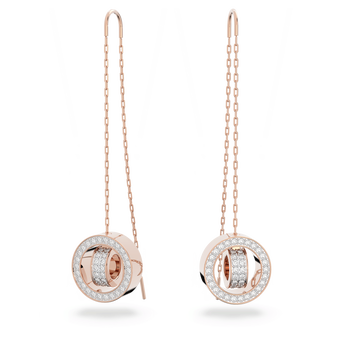 swarovski أقراط متدلية hollow، طويلة، لون أبيض، طلاء ذهبي وردي