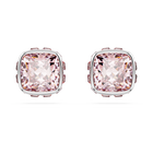 swarovski أقراط دبوسية birthstone، قطع مربع، شهر يونيو، لون وردي، طلاء روديوم