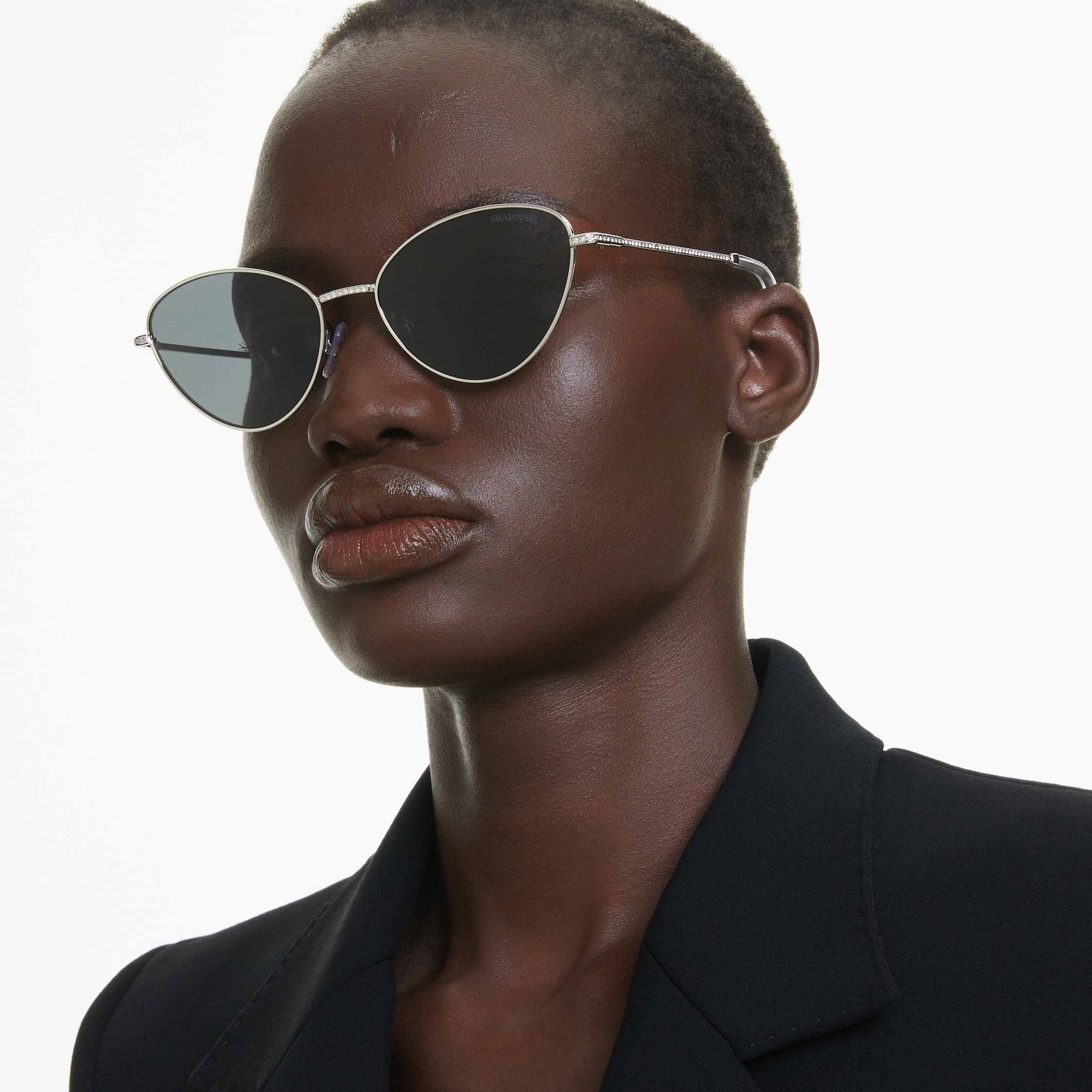 swarovski نظارة شمسية، شكل عين القطة، sk7014، لون أسود