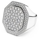 swarovski خاتم dextera كوكتيل، قطع مثمن، لون أبيض، طلاء روديوم