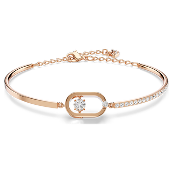 swarovski سوار una، قطع مُستدير، شكل بيضاوي، لون أبيض، لمسة نهائية من الذهب الوردي عيار 18 قيراط