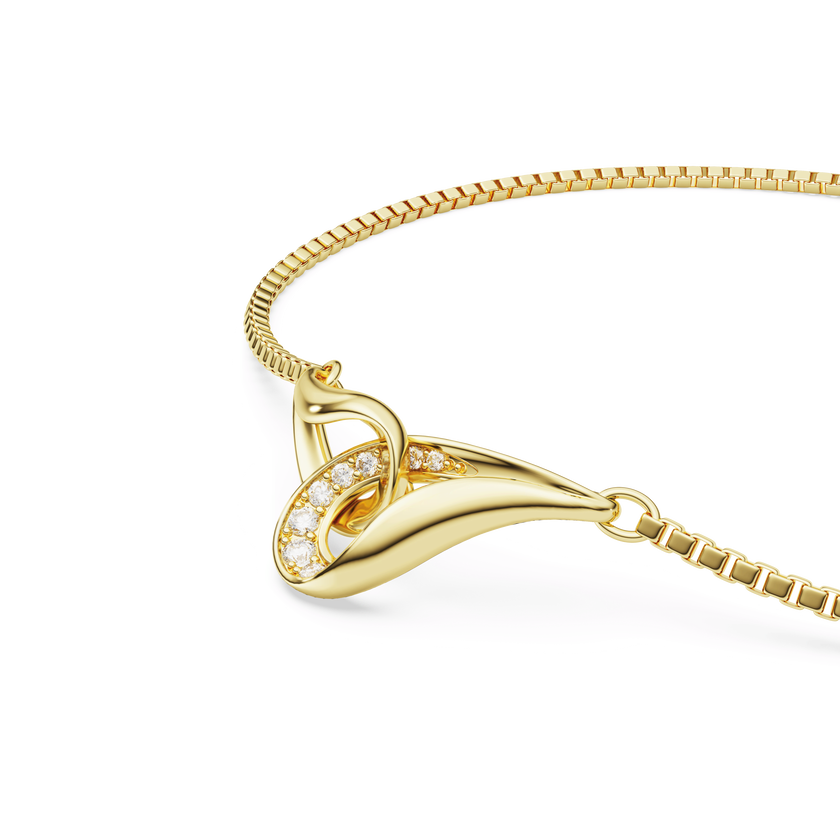 swarovski سوار classica، قطع مستدير، تصميم متداخل، لون أبيض، فضة استرليني، لمسة نهائية من الذهب عيار 18 قيراط