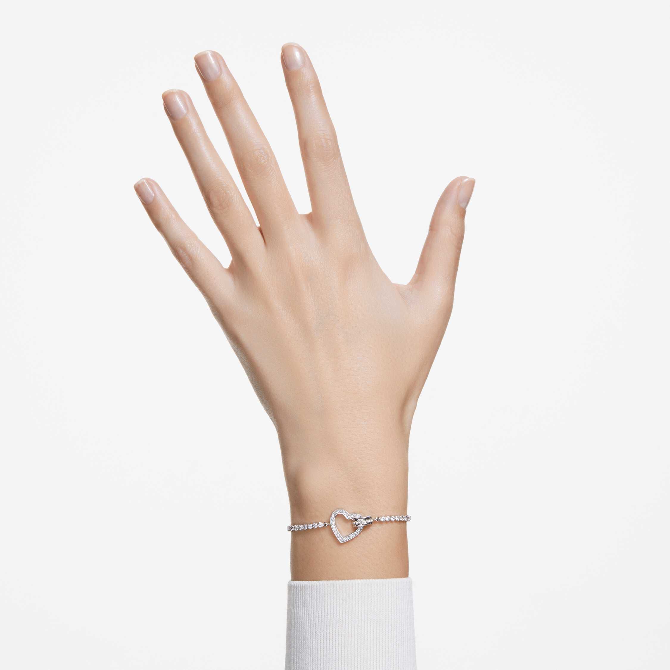 swarovski سوار lovely، على شكل قلب، لون أبيض، طلاء روديوم