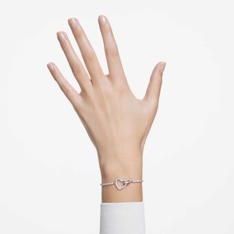 swarovski سوار lovely، شكل قلب، لون أبيض، طلاء روديوم