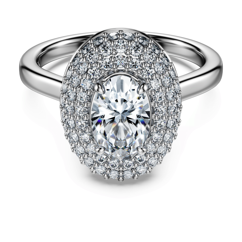 swarovski خاتم هالة سوليتير eternity، أحجار ألماس مُصنعة في المختبر بإجمالي 1 5 قيراط، ذهب أبيض عيار 18