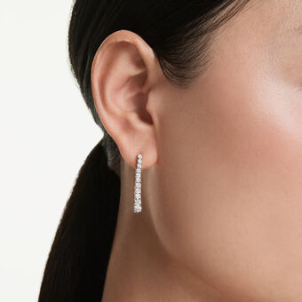swarovski أقراط متدلية eternity، ألماس مُصنع في المختبر إجمالي 1 3 قيراط، شكل دائري، ذهب أبيض عيار 18 قيراط