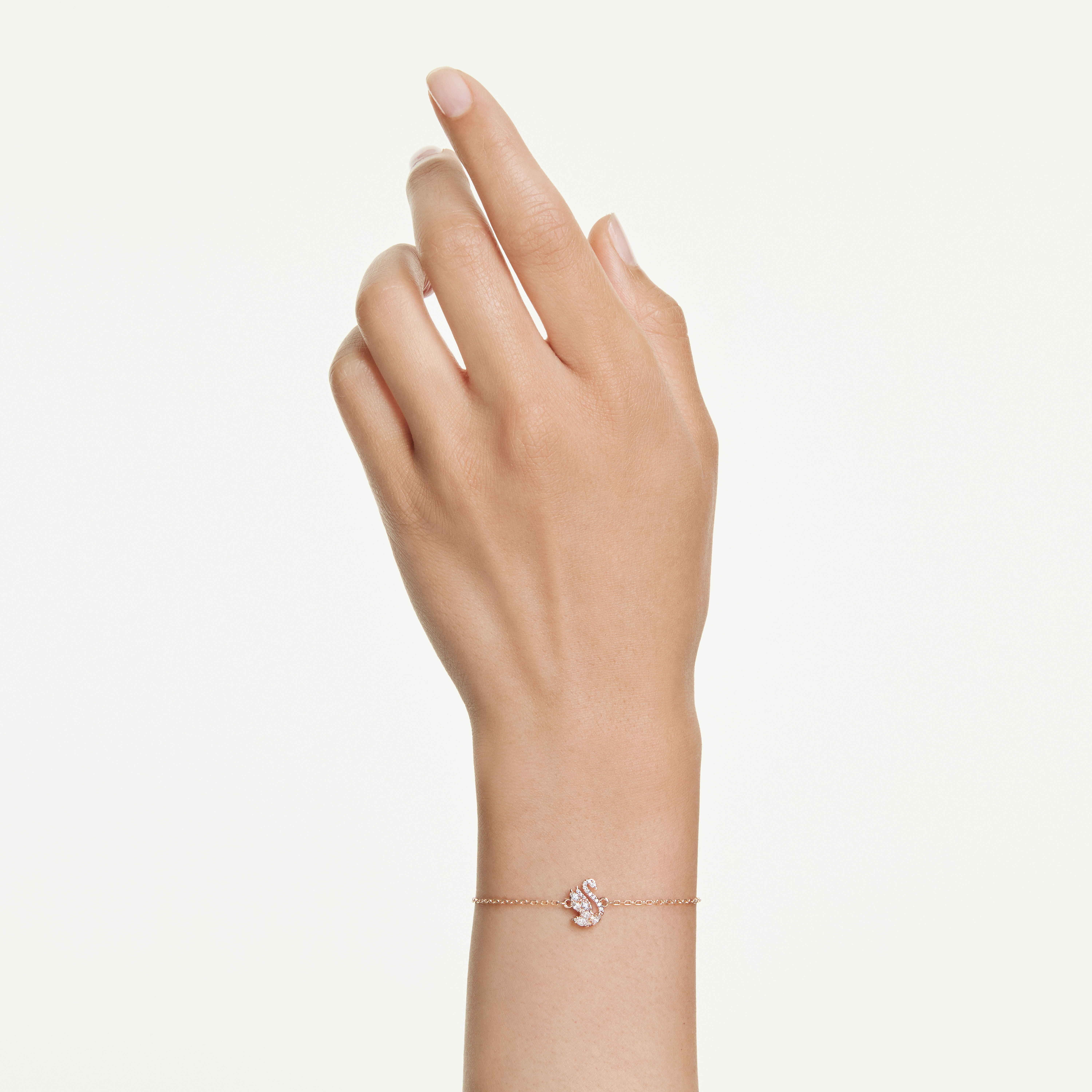 swarovski سوار swan، قطع متنوع، شكل بجعة، لون أبيض، طلاء باللون الذهبي الوردي