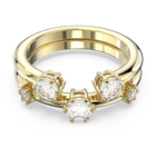 خاتم Constella، طقم من قطعتين، مزدان بكريستالات دائرية، لون أبيض، طلاء بلون ذهبي