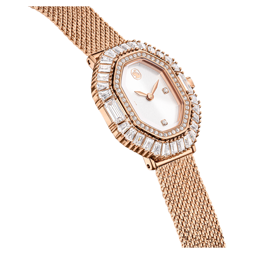 swarovski ساعة يد matrix octagon، سوار معدني، لون ذهبي وردي، لمسة نهائية باللون الذهبي الوردي