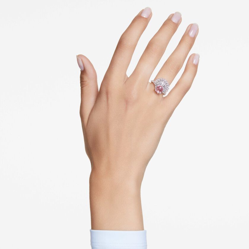 swarovski خاتم كوكتيل idyllia، قطع متنوع، على شكل صدفة، لون وردي، طلاء روديوم