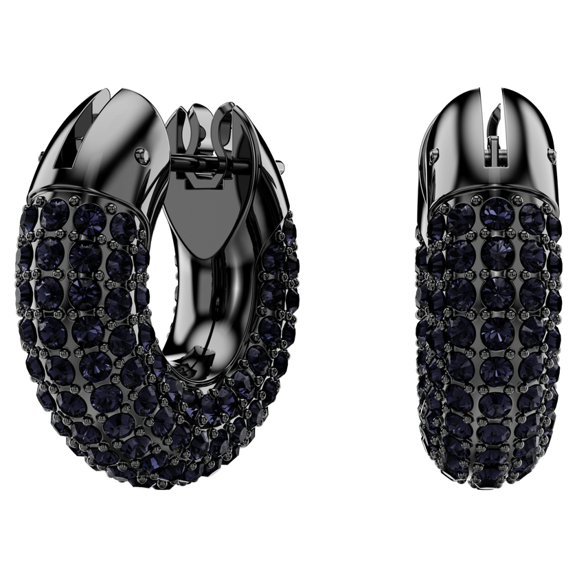 swarovski أقراط dextera حلقية، كريستالات متراصة، طلاء روثينيوم