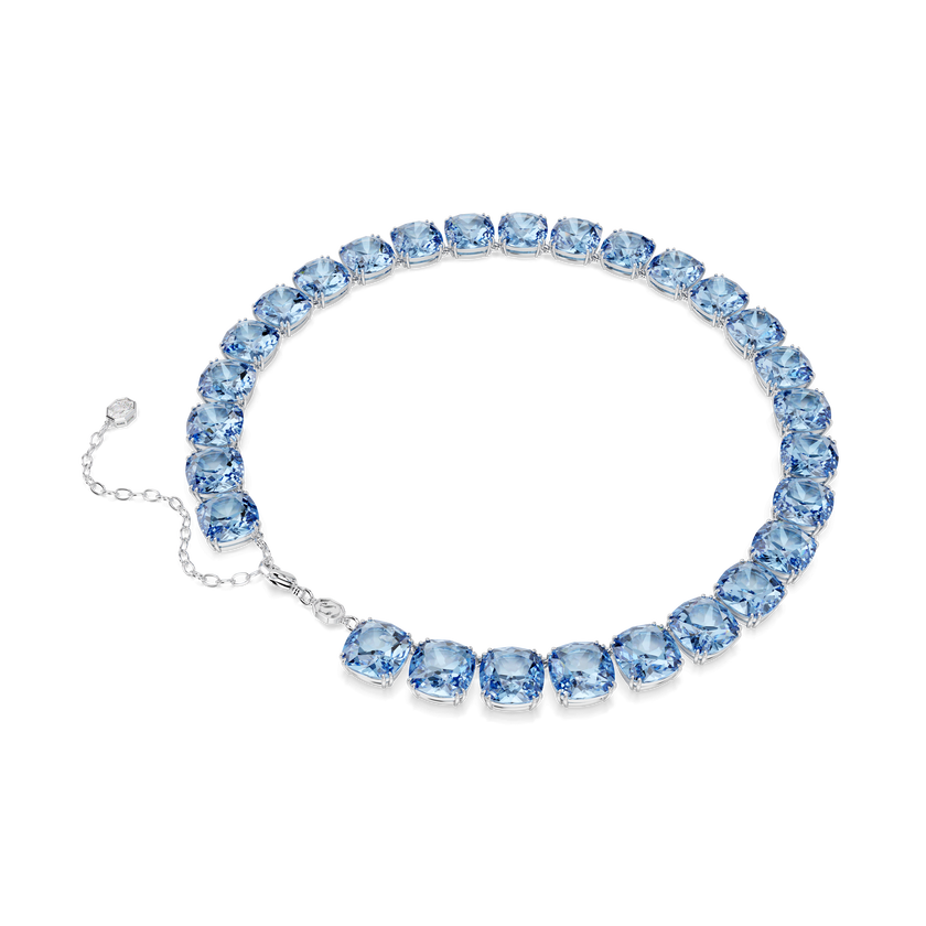 swarovski عقد millenia، قطع كوشن، لون أزرق، طلاء روديوم
