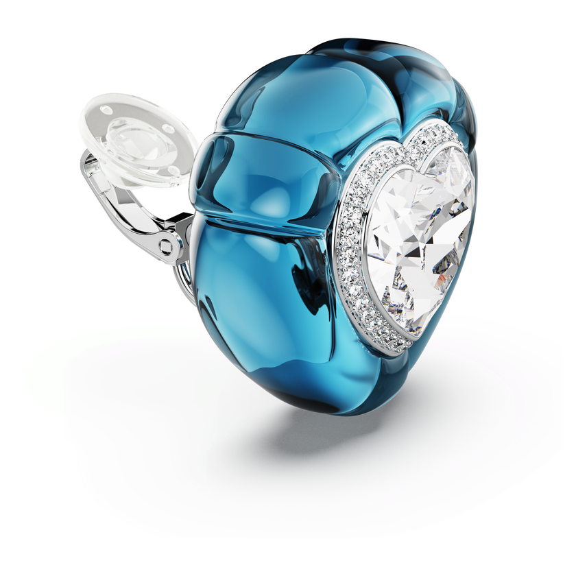 swarovski أقراط بمشبك dulcis، قطع على شكل قلب، كريستالات مُتراصَّة، شكل قلب، لون أزرق، طلاء روديوم