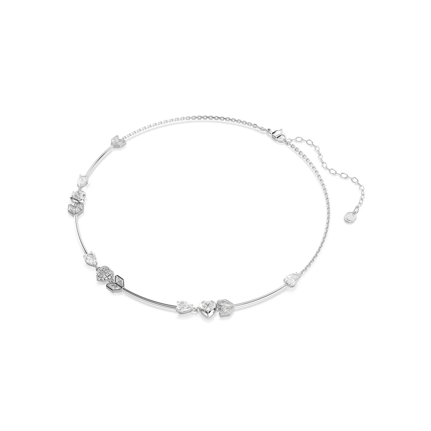 swarovski عقد idyllia، شكل قلب وسهم، لون أبيض، طلاء روديوم