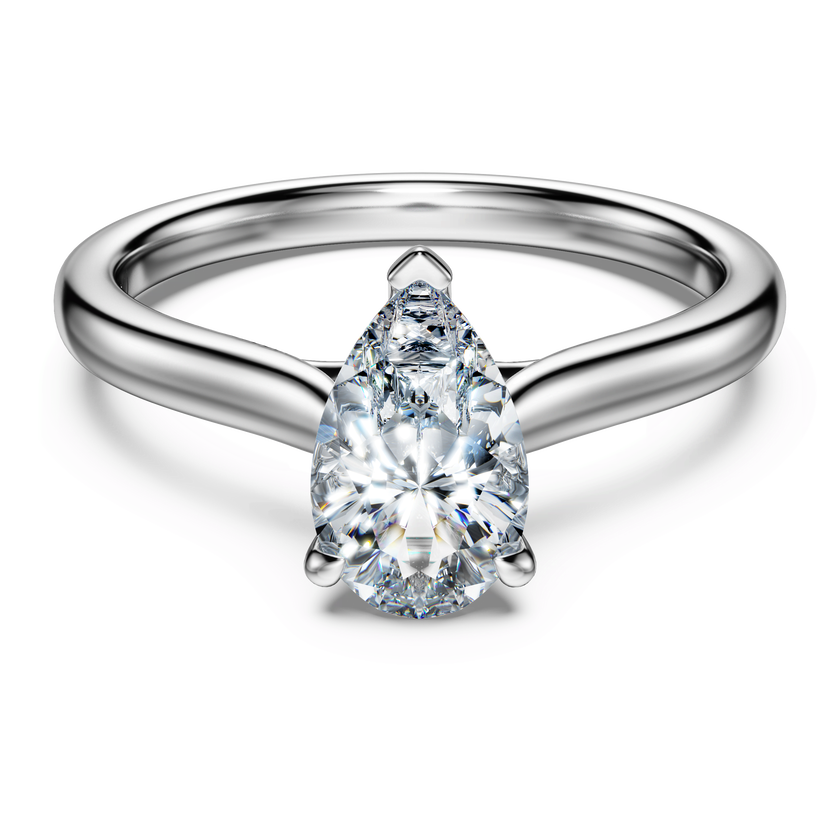 swarovski خاتم سوليتير eternity، ألماس مُصنع في المختبر إجمالي 1 قيراط، شكل كمثرى، ذهب أبيض عيار 18 قيراط