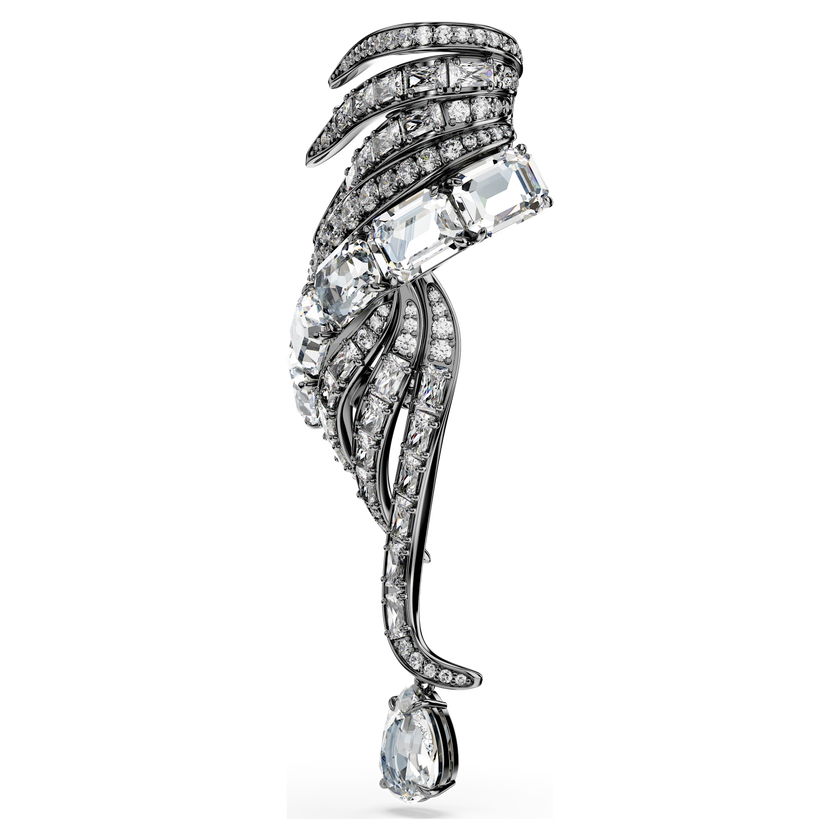 swarovski بروش the vienna collection، شكل ريشة، لون أبيض، طلاء روثينيوم