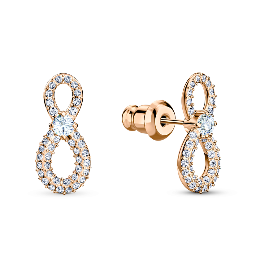 طقم swarovski inifinity على شكل قلب، لون أبيض، لمسة نهائية من معادن مختلطة