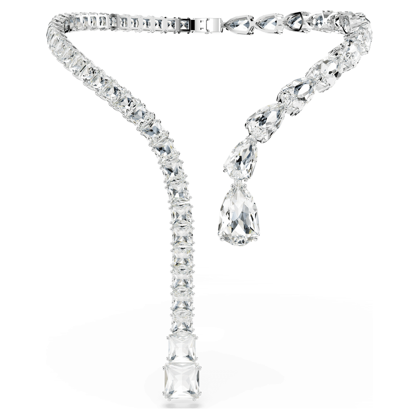 swarovski عقد matrix مفتوح، قطع متنوع، لون أبيض، طلاء روديوم