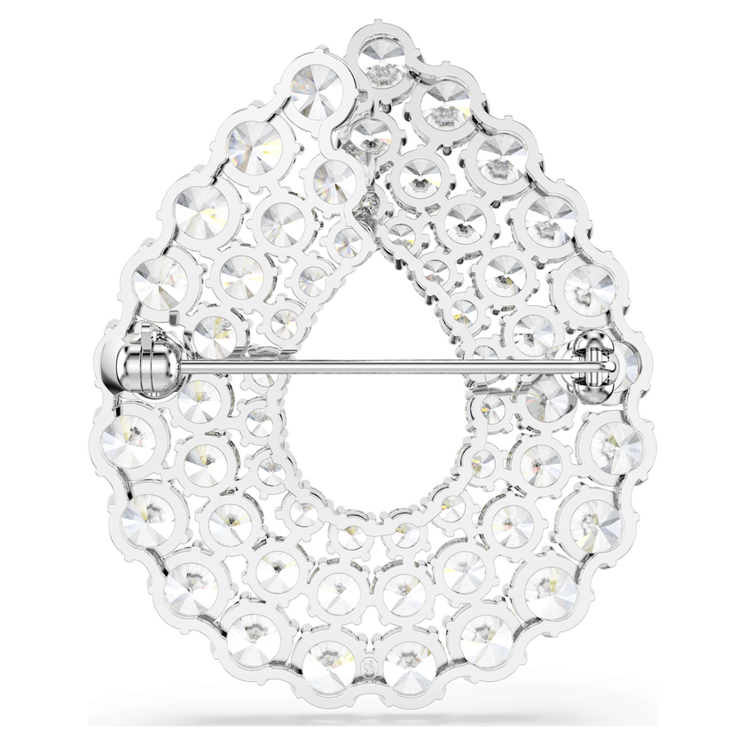 swarovski بروش matrix، قطع مستدير، لون أبيض، طلاء روديوم