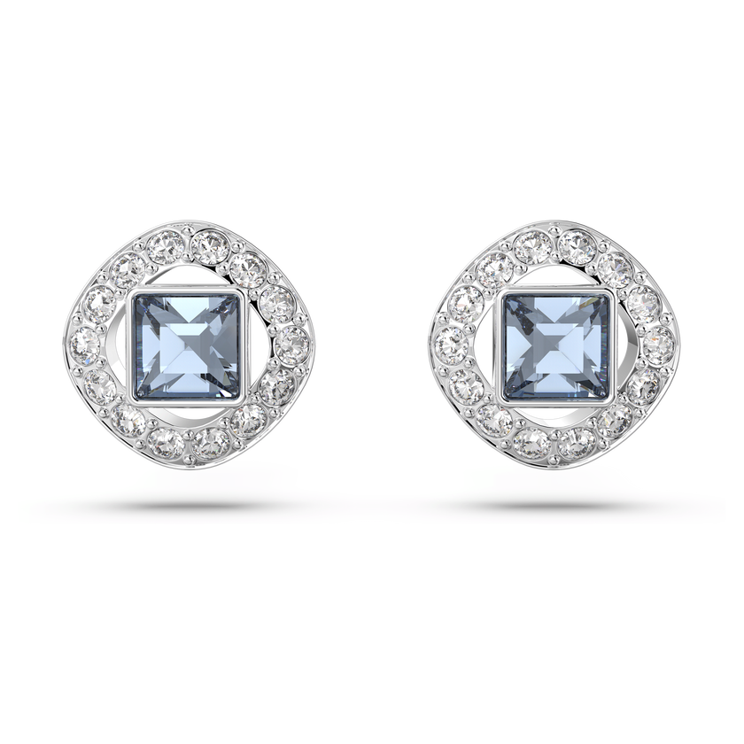 swarovski أقراط angelic دبوسية، قطع مربع، لون أزرق، طلاء روديوم