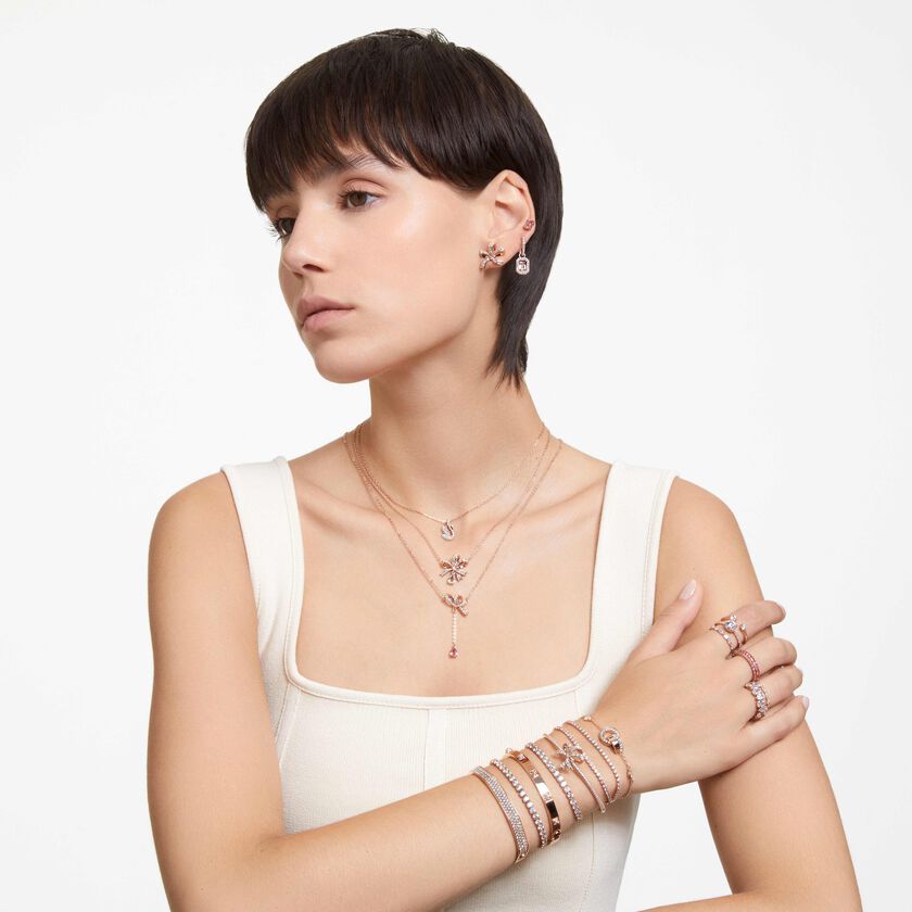 swarovski سوار dextera، شكل ثماني، لون أبيض، طلاء باللون الذهبي الوردي
