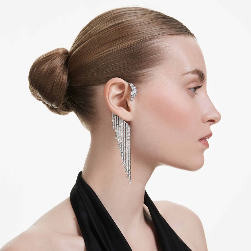 swarovski حلية الأذن the vienna collection، شكل بجعة، لون أبيض، طلاء روثينيوم